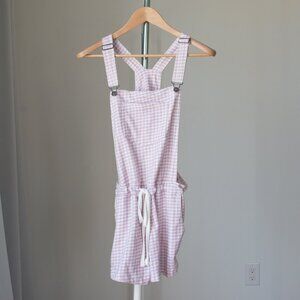 Wallflower Pink and White Gingham Romper Overalls